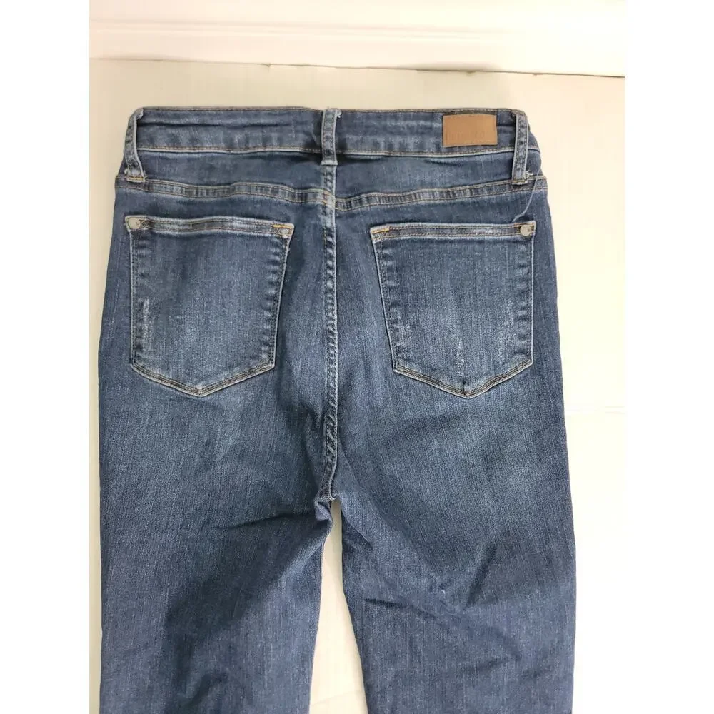 Judy Blue Jeans Womens SZ 28 Straight Boot Split Hem High Rise Stretch_9